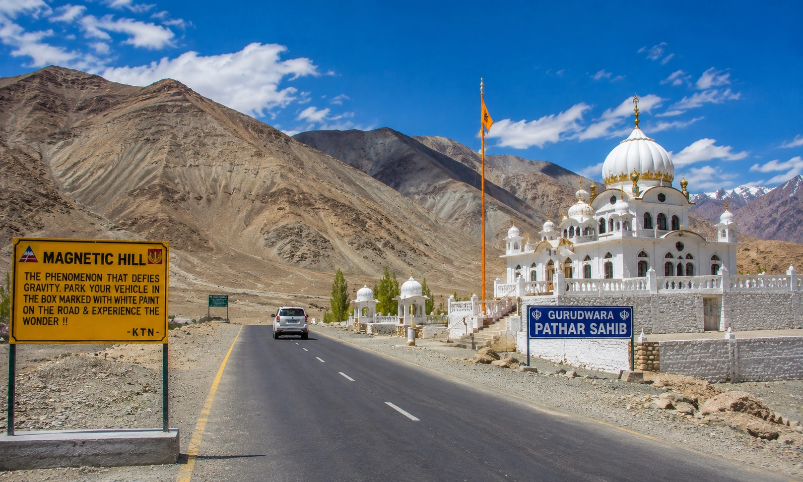 Magnetic Hill Ladakh - gravity-defying road