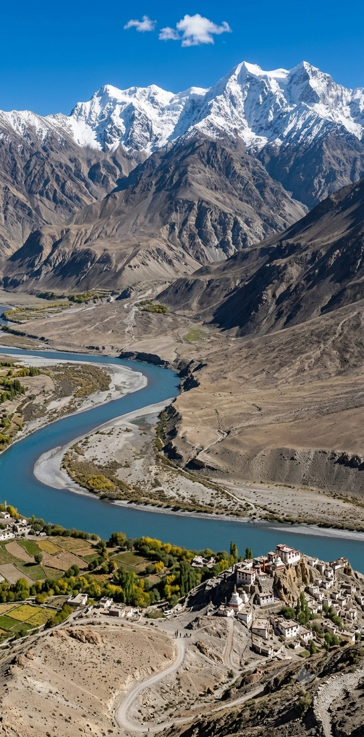 Certified mountaineering instructors leading rope techniques training in Ladakh